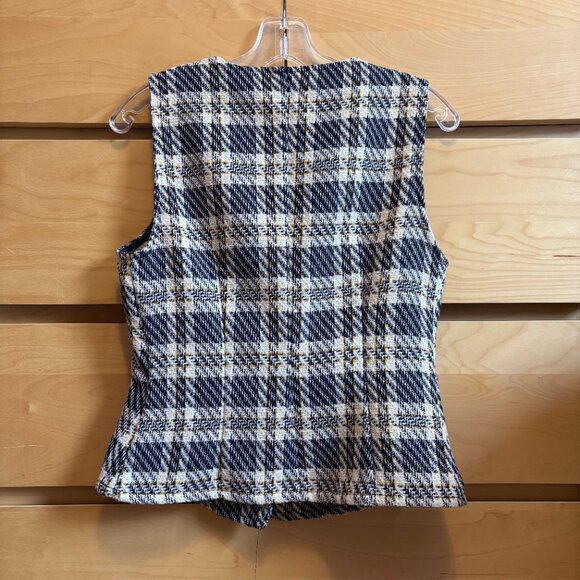LIKE NEW ZARA PLAID TEXTURED WAISTCOAT TOP,  SIZE: SMALL - Picture 3 of 6